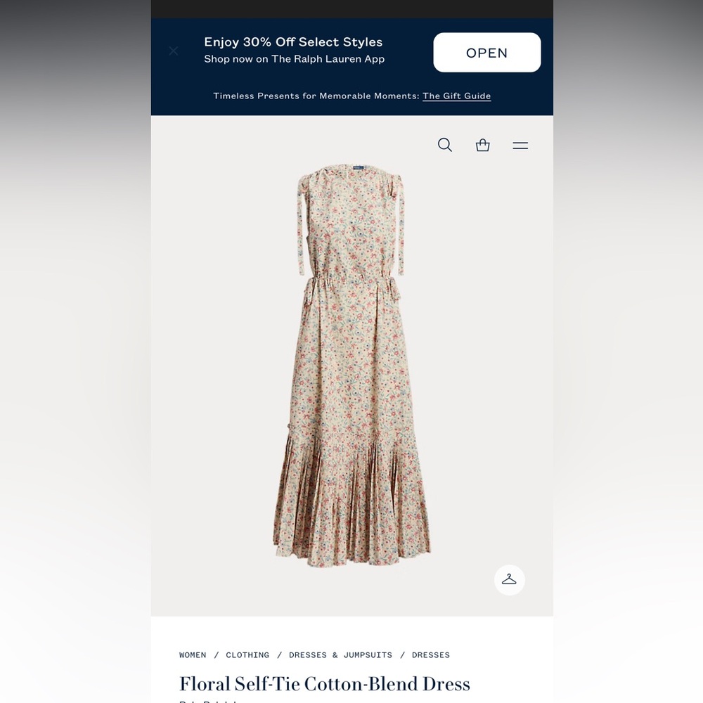 Ralph Lauren Floral Self-Tie Cotton-Blend Dress